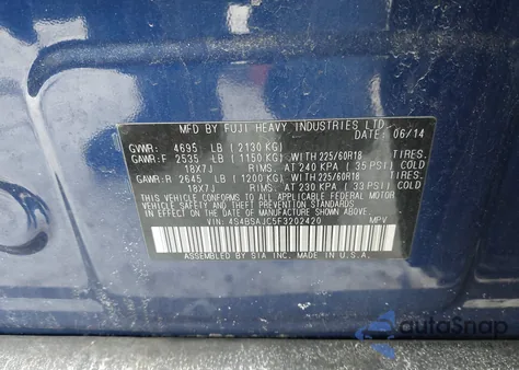 2015 Subaru Outback 2.5I Limited z USA, uszkodzony, nr VIN 4S4BSAJC5F3202420